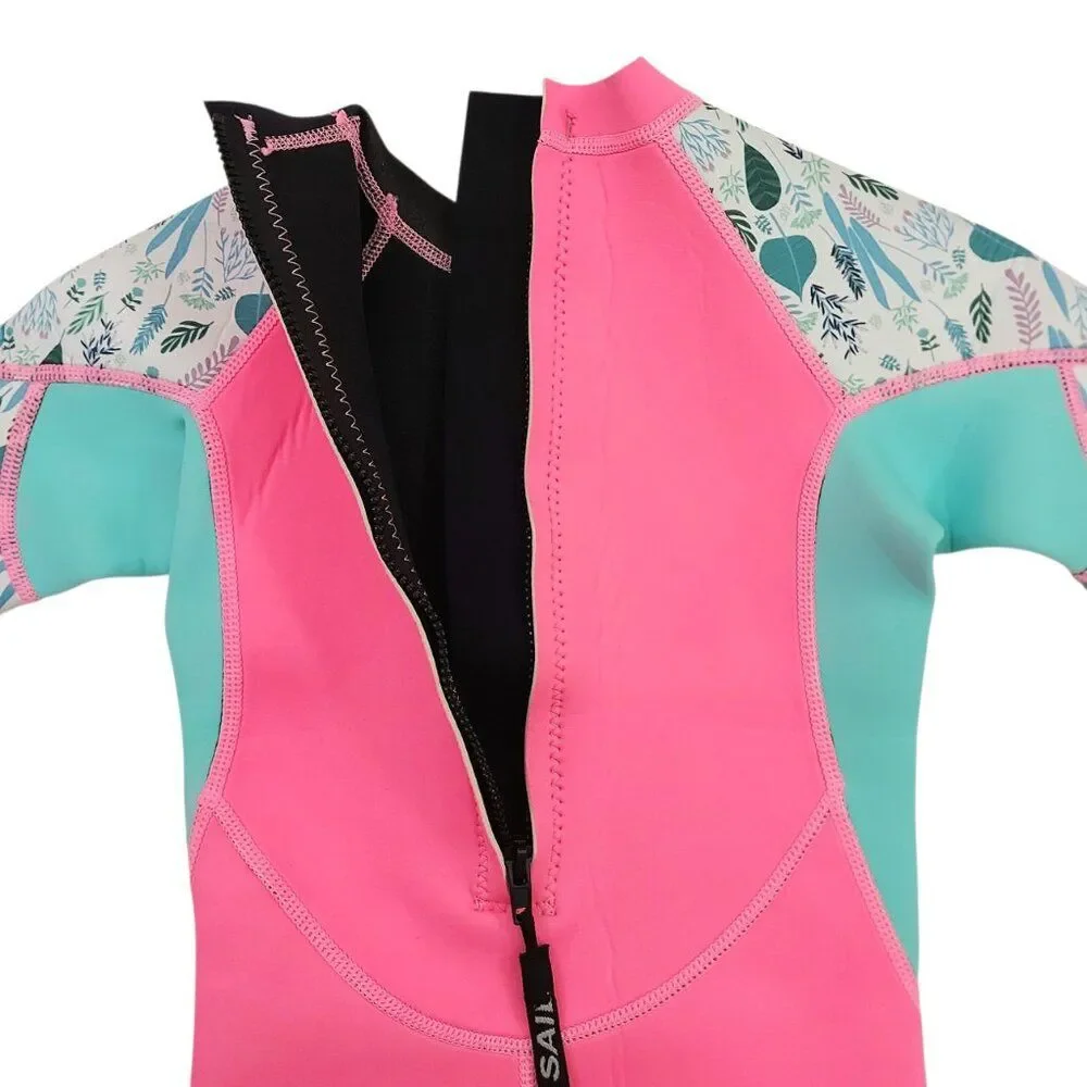 X Manta Wetsuit Girls XL/6 Pink Neoprene Back Zip Full Surfing Diving Swimming